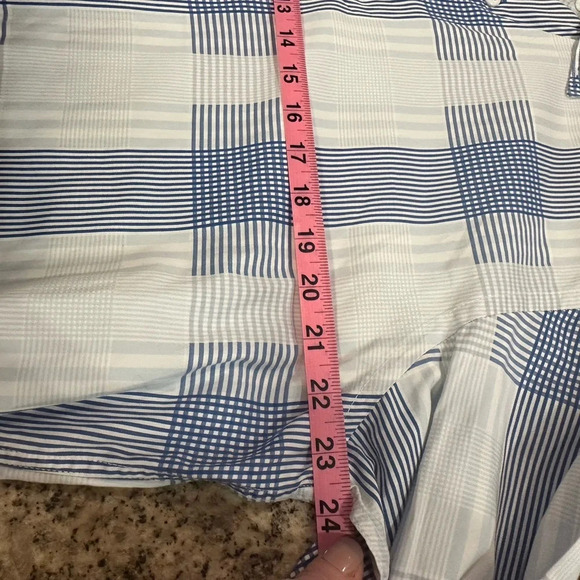 Bugatchi Men’s XL LS Dress Shirt - 100% cotton Blue/White Plaid Pattern - Picture 7 of 8